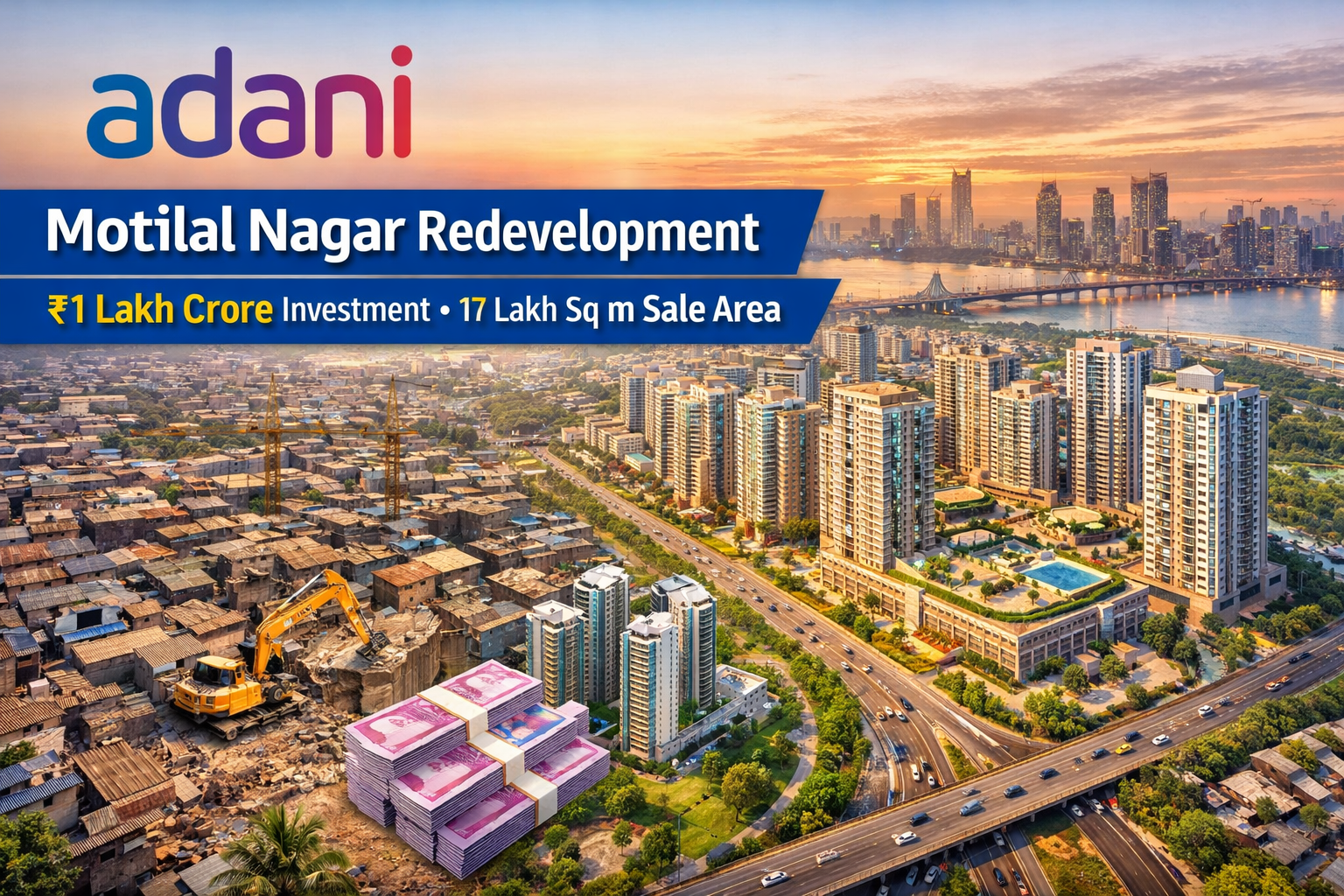Adani Group to Invest ₹1 Lakh Crore in Motilal Nagar Redevelopment