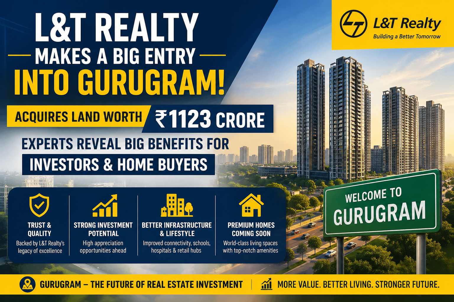 L&T Realty Enters Gurugram with ₹1123 Crore Land Deal