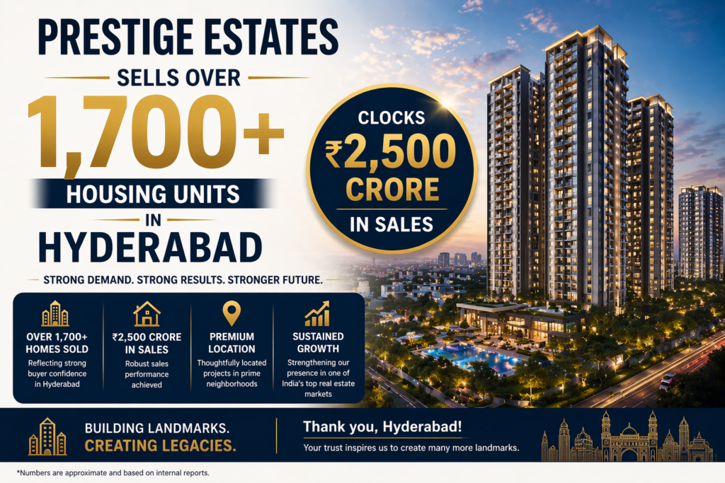 Prestige Estates Projects Ltd Sells 1,700+ Homes in Hyderabad