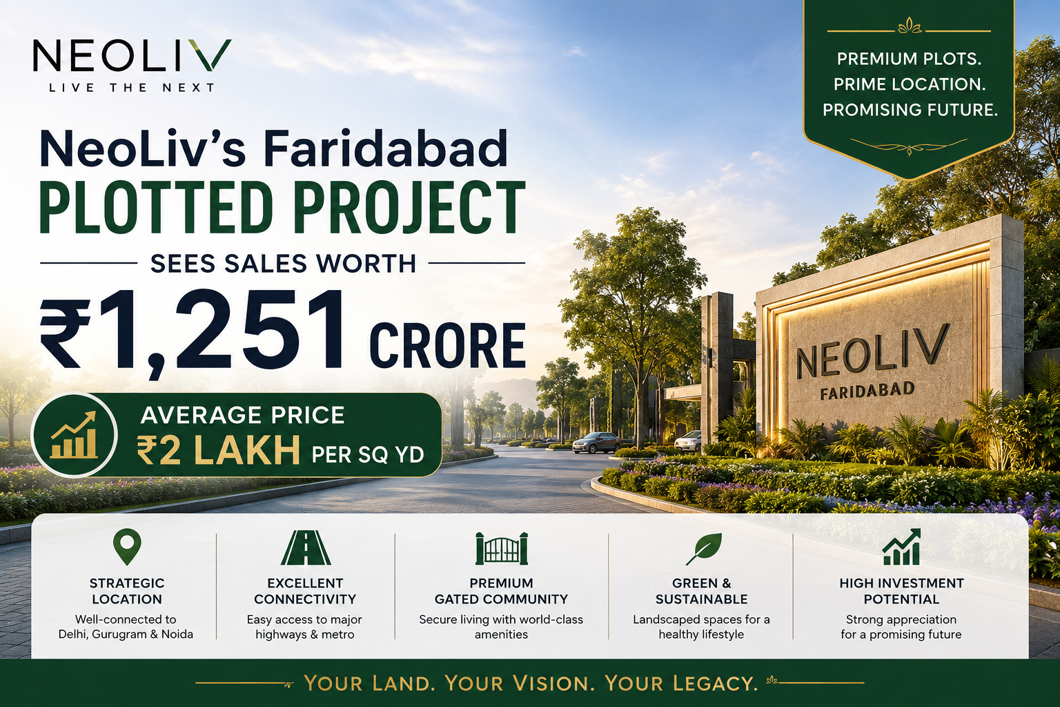 NeoLiv’s Faridabad Plotted Project Achieves ₹1,251 Crore