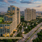 Modern ultra-luxury high-rise residential skyscraper representing premium ₹100 crore apartments in Gurugram