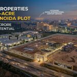 Map infographic showing Godrej Properties 23.2-acre Greater Noida land acquisition near DMIC Industrial Township and Jewar Airport